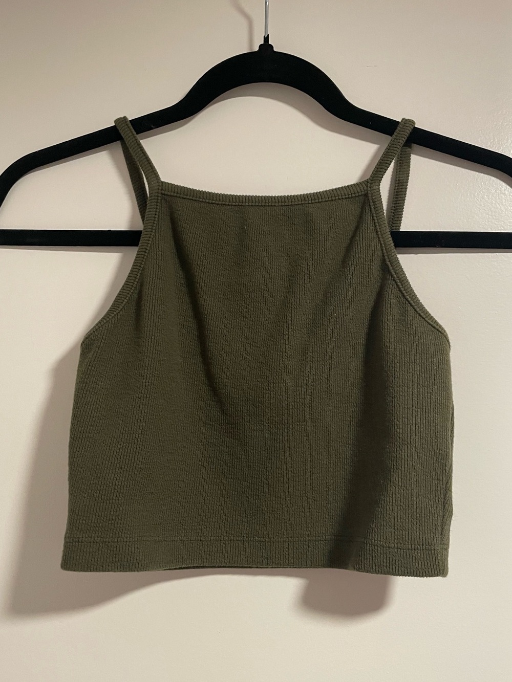 Olive Green Ribbed Crop Top